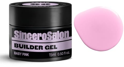 SINCERO SALON Aufbaugel für Gelnägel Solid - Baby Pink - TPO-frei - Stabiles Dick UV Builder Gel für Nägel - Verlängerungen Stärkt Schützt - Einfach Anzuwenden - Nail Art Gel Nägel 15ml