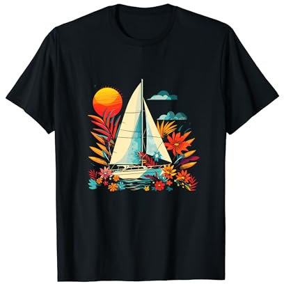 Segeln Cartoon Stil Segellehrer Fahrtenyacht T-Shirt