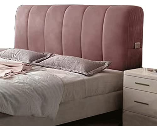 Generisch Bett kopfteil bezug Bettkopfteilbezug Verdickter Samt Antikollisions-Bettkopfteilbezug Bequemer Doppel-Einzelbett-Kopfteilbezug BettrückenlehnenbezugPink2-Länge:160cm