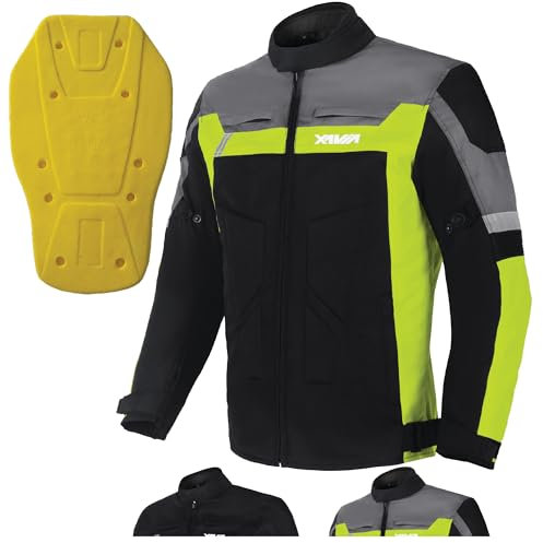 XAVIA GALE Giacca Da Moto Da Uomo - Giubbotto Moto Impermeabile E Ventilata Con Protezione Di Livello 2 | Per Tutte Le Stagioni (4XL, Giallo)