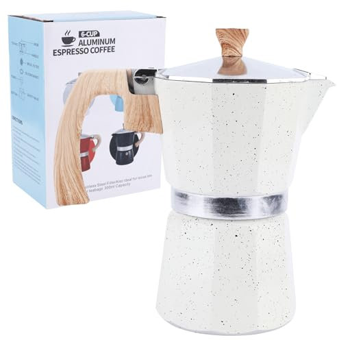 OUZHOU Moka Pot 6 Cups/300ml, Stovetop Coffee Makers, Aluminium Italian Espresso Maker for Gas & Electric Ceramic Stove Top, Manual Coffee Percolator for Cappuccino Or Latte