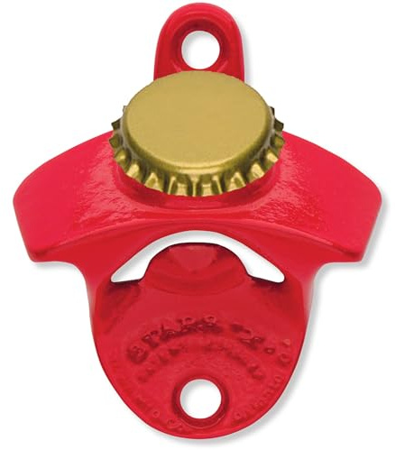 STARR X Wandflaschenöffner mit Magnet für Kronkorken vom Lieblingsbier, Rot