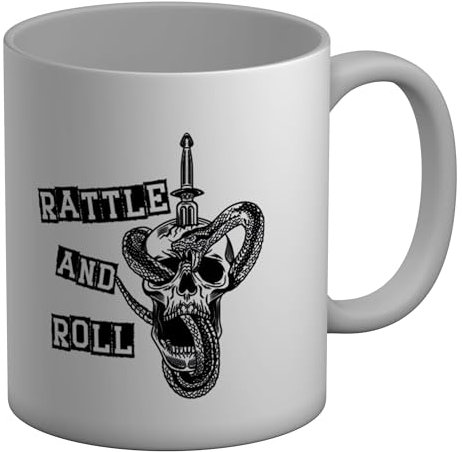 Shopagift Rattle and Roll Mug Snake Goth Skull White 11oz Large Ceramic Cup