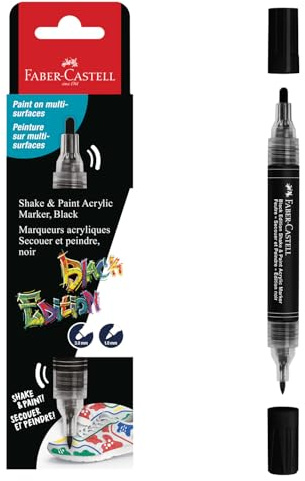 FABER-CASTELL - Pennarello acrilico Shake & Paint Black Edition, nero