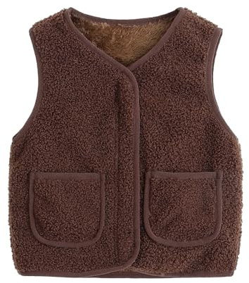 Chaleco de Forro Polar Cálido Sin Mangas para Niños y Niñas - Equitación, Invierno, Felpa - Marrón