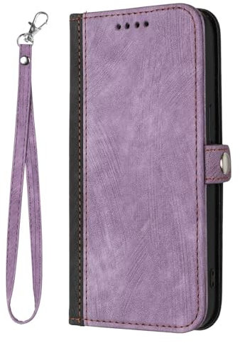 HAONANDE Funda Flip para Motorola Moto E40 / E30, Carcasa Libro con Tapa de Cuero Folio Magnética con Ranura para Tarjeta, Soporte, Antigolpes Protectora,Billetera Case Morado