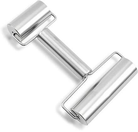 Rodillo de acero inoxidable, rodillo con 2 rollos, doble cabeza para pizza, fondant, pasteles, galletas, pasta, apto para lavavajillas