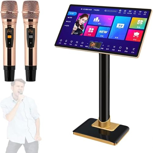 21.5 Inch Professional Karaoke,New Chinese Karaoke Machine Player,with Reverb Wireless Microphone, 22-inch capacitive Touch Screen Cloud Download Function YouTube APP Online Play,8TB