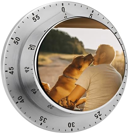 Individuell anpassbarer mechanischer Küchentimer – Personalisierbares Text- & Bilddesign | Magnetischer Countdown-Timer mit lautem Alarm | Batteriefrei | Edelstahl für Kochen, Backen, Klassenzimmer