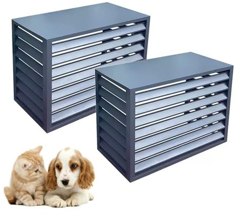 LKPMGOA Ensemble de 2 Écrans Pompe à Chaleur Couvercles, Cache Climatiseur Extérieur Clôture Décorative Privée, Antivol, Rangement du Jardin, Réduction du Bruit(Grey,100CM)