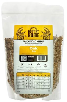 Do It At Home Oak Smoking Chips 500 g - Size 4–7 mm for Meat Vegetables Cheese Smoking BBQ 100% Natural