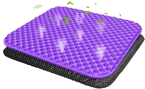LM BODYCARE Gel Seat Cushion with Non-Slip Covers,Soft & Breathable,Pressure Sore,Office Chair, Desk Chair,Gaming,Car,Pressure Cushions for Bottoms,Cushion Seat Pads for Long Sitting (42×36cm-Purple)