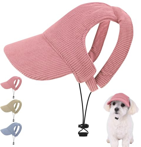 Yoolhamy Hundehut, Sonnenschutz für Hunde, Sommerschutz, niedlich, Welpen, kleine, mittelgroße und große Hunde, Baseballkappe mit Kinnriemen (Rosa, M)