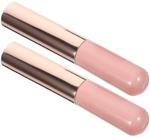 Pennello Labbra in Silicone Rosa 2 Pezzi Punta Precisa | Applicatore Versatile, Tocco Morbido e Applicazione Uniforme, Impugnatura in Legno e Metallo