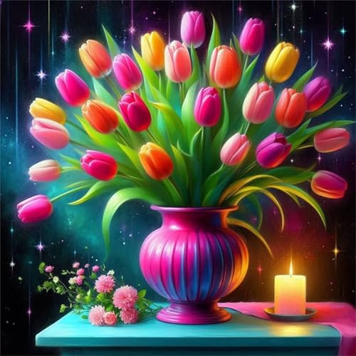 Puzzle 150 Pièces Adultes Vase étoile Tulipe 65x65cm 150 pièces Puzzles pour Adultes Jeu éducatif défi Jouet, Puzzle Impossible pour Toute la Famille