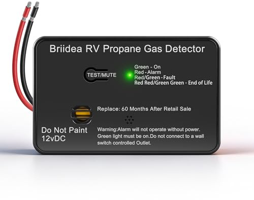 RV Propane Gas Detector, Briidea 12V RV LP Alarm with UL-Certified Figaro Sensor, 0.5s Response, 100dB Alarm, Surface Mount, for RV Motorhome Travel Trailer Motor Coach Truck Camper, Black