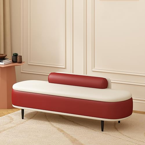 Röd sammet förvaringsottoman multifunktionell sittplats för sovrum vardagsrum och entré elegant sängpall (120 x 45 x 42 cm) snygg heminredning