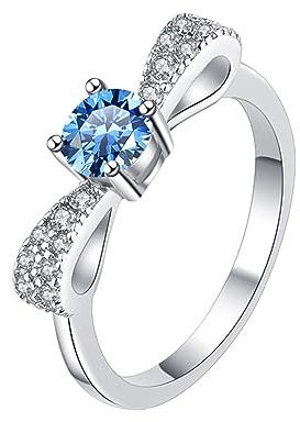 Blå Moissanite diamantringar for kvinnor 0.5ct rundskuren D-färg VVS1 S925 Sterling Silver Ringar förlovningsvigselringar med certifikat(9)