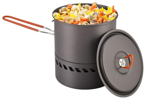 Pentola da Campeggio | Accessorio da 1.5 Litri per Stufa da Esterno,Set di Pentole da Campeggio per Cucina all'Aperto,per Escursionismo Outdoor Picnic Famiglia Studenti Adulti Uomini Donne Trekking