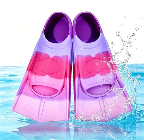 Schwimmflossen Kinder 100% Silikon Kurzflossen Training Kurze Flossen | Kurzschwimmflossen für Schwimmtraining, Freiwassertraining, Schnorcheln, Tauchen für Anfänger Anfänger