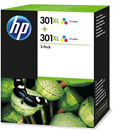 HP Original D8J46AE / 301XL, 2X Premium Drucker-Patrone, Cyan, Magenta, Gelb, 2x330 Seiten, 2x8 ml