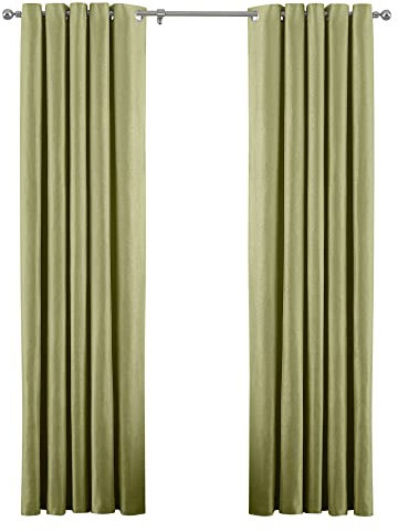 Riva Paoletti Atlantic Ringtop Eyelet Curtains (Pair) - Green - Woven Twill Fabric - Ready Made - 100% Polyester - 168cm width x 229cm drop (66 x 90 inches) - Designed in the UK | ATLANTI/RT2/GRE