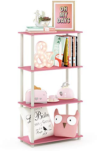 Furinno Turn-N-Tube, Scaffali senza Attrezzi, Rossa (Pink/White)