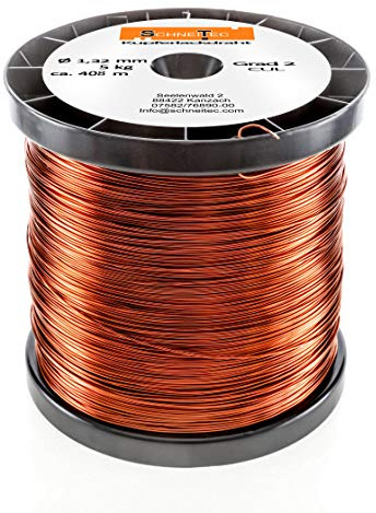Kupferlackdraht W210 Ø 1,32 mm 5 kg, ca. 408m - CU Lackdraht Grad 2 CUL Kupferdraht Gewicht 5 Kilogramm Durchmesser 1,32 Millimeter Wickeldraht Kupfer Draht nach IEC 60317-13