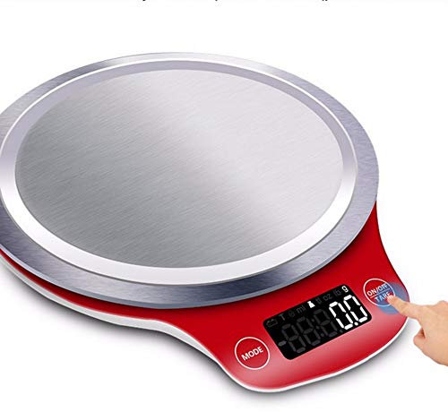 Bilancia da Cucina Digitale - Bilancia Digitale Pesata Massima 3kg/6.6lb 0.1g/0.01oz Alta Precisione Acciaio Inossidabile Touch Screen Design a gancio Nascosto Display LCD HD, Rosso