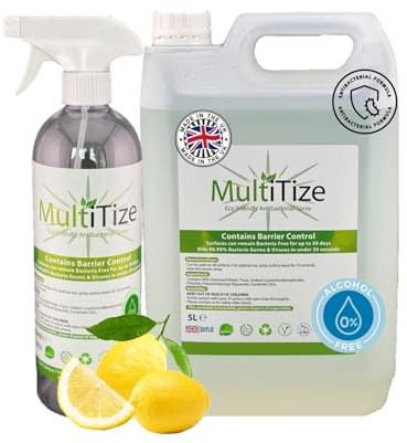 'MultiTize Eco, Multi Purpose Antibacterial Cleaner, MultiTize Eco, Multi Surface Antibacterial Spray (5 Litres + 1 Spray Bottle)