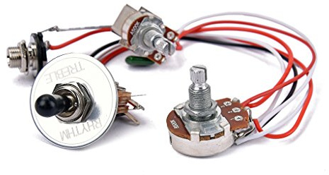Alnicov Electric Guitar Wiring Harness Prewired Kit 3 Way Toggle Switch 1 Volume 1 Tone 500K Potentiometer Jack for Electric Guitar