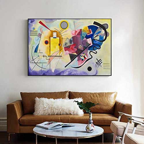Gelb Rot Blau von Wassily Kandinsky Leinwand Gemälde Schwarz gerahmt Wandkunst Bilder Berühmte Kunstwerke Reproduktionen 60x80cm/24x32in Schwarzer Rahmen