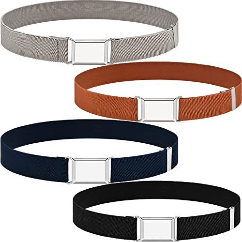 Mikqky 4 Stück Kindergürtel, Gürtel Kinder Junge, Elastische Kinder Gürtel, Kinder Gürtel, 4 Farben Mit Einfacher Schnalle, Unisex