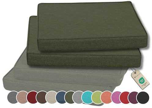 Gutekissen® Stuhlkissen Polsterauflage Auflage für Stühle/Bänke für Haus und Garten Sitzauflage Gartenkissen Sitzkissen viele Farben FK5 (60x60, Dunkelgrün, 2)