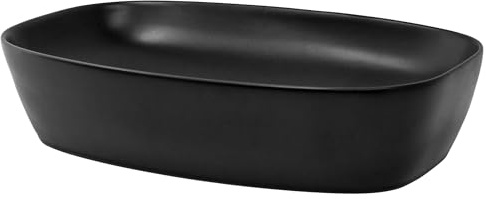 ML-Design Lavabo en Céramique Noir Mat 605x385x140 mm, Ovale, Vasque à Poser Moderne, Lavabo de Comptoir Élégant, Lavabo avec Trou pour Robinet,Trop-Plein et Trou d'Écoulement, pour Salle de Bain/WC