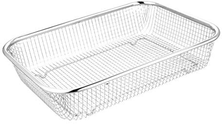 BESTonZON Edelstahl Gemüsesieb Maschenweite Verdicktes Sieb 30X22X6cm Silber- Aufbewahrung Lebensmittel Sieb Rechteckig