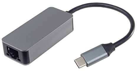 PremiumCord Adaptador USB 3.2 C a Gigabit RJ45 Ethernet 10/100/1000/2500mbps, Adaptador LAN, USB 3.2 Tipo C Macho a RJ45 Hembra, Cat5/6/7, Diseño Metálico, Color: Gris Espacial, 20 cm