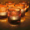 Lot de 6 photophores en verre marron