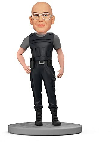 mydedor Custom Bobble-Heads - Männliche Polizei in kugelsicheren Westen - Handgefertigte Figuren - Personalisiertes Geschenk für Papa, Freund, Mitarbeiter - Auto-Armaturenbrett geeignet.