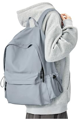 BJLFS Blue Simple School Backpack for Girls Boys, Waterproof Bookbag for Women Men, College Student School Bag, Lightweight Travel Rucksack Casual Daypack, Laptop Backpacks