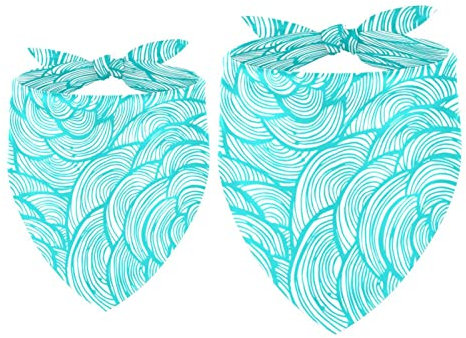 Hundehalstuch, Türkis, linearer Blumen, Haustierschal, Chiffon-Bandana, Dreieck-Lätzchen, Zubehör für kleine, mittelgroße und große Hunde, Welpen, Haustiere, 2 Stück