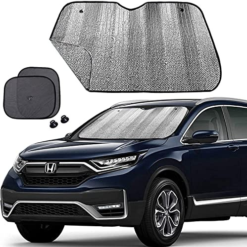 Big Ant Pare-soleil pour pare-brise de voiture + 2 pare-soleils latéraux | Protection UV pliable et bloqueur de chaleur (140x70 cm) pour VW, BMW, Audi, Mercedes - Ensemble premium rafraîchissant