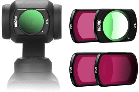 BRDRC ND Filters Set for DJI Osmo Pocket 3, 4 Pack - CPL ND8 ND16 ND32 Lens Filter for DJI Osmo Pocket 3 Creator Combo Camera Accessories
