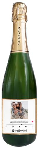 Bottiglia di Champagne personalizzato - Idea regalo San Valentino, innamorati, anniversario fidanzamento e matrimonio (0,75L, Canzone del Cuore)