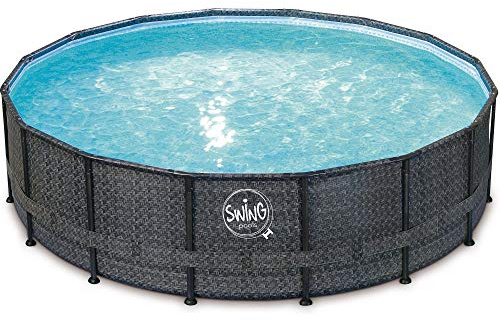 Elite Frame Pool rund - Rattan dunkel grau 427 x 107 cm Solo