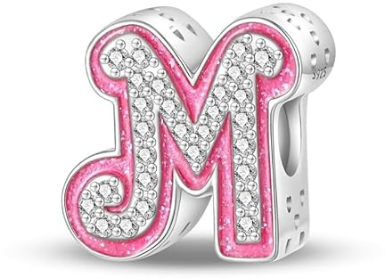 Pandach Damen Charm Anhänger Buchstabe für Armband 925 Sterling Silber Charms Beads passend für Armband und Halskette, Kompatibel mit Europäischen Armbändern für Frauen Mädchen