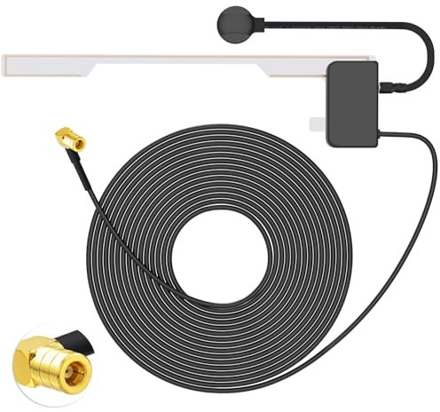 Eightwood DAB Antenne Auto FM AM SMB Digtial DAB Autoradio Antenne mit 3 Meter DAB Scheibenantenne Glass Mount für Blaupunkt Pioneer Clarion Kenwood Alpine