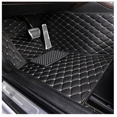 Autofußmatten Auto-Fußmatten Für Volvo Für C30 Für C70 Für S40 Für S60 Für S80 Für S90 Für V40 Für V50 Für V60 Für V90 Allwetterfußmatten(Black beige Driver)