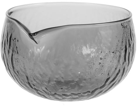 MOLUCKFU Glass Matcha Bowl with Spout Large Textured Tea Brewing Cup Japanese Chawan for Traditional Matcha Tea Ceremony