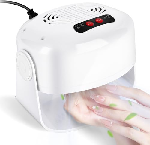 Roadtime Air Nail Polish Dryer,600W Air Nail Fan Blow Dryer for Both Hands and Feet,4 Gear Hot and Cool Wind Blower Dryer for Nail Polish, 90 ° Rotation Fast Nail Curing for Home and Salon